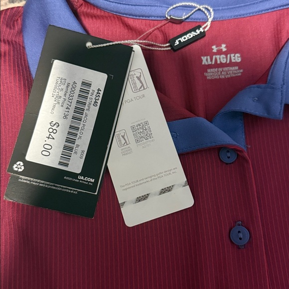 PGA Tour Women's Sleeveless Polo - Burgundy and Lavender - Picture 3 of 4